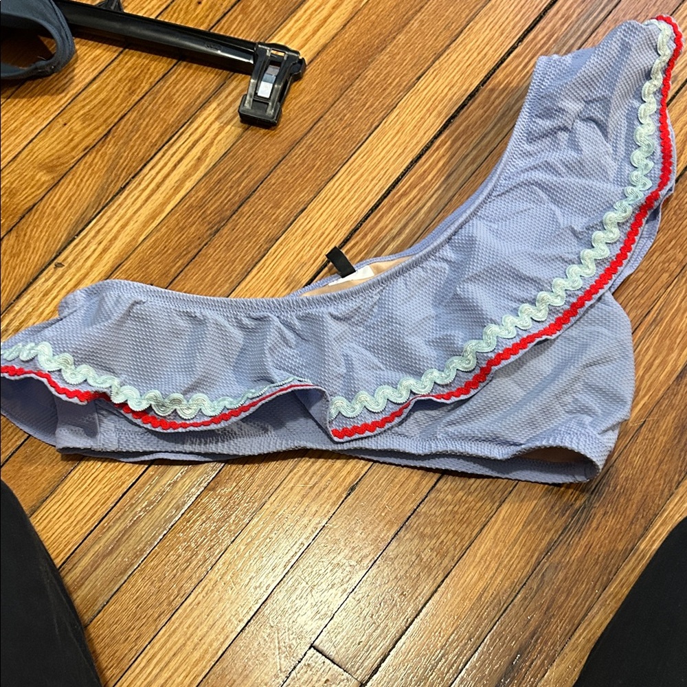 J. Crew 1 Shoulder Bikini Top with Cute Ruffle Detail.
